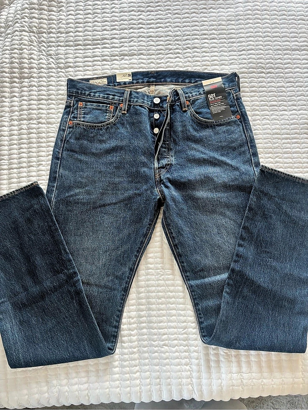Levi's 501 Slim Taper Selvedge Jeans Blue Waist 34 x 34
